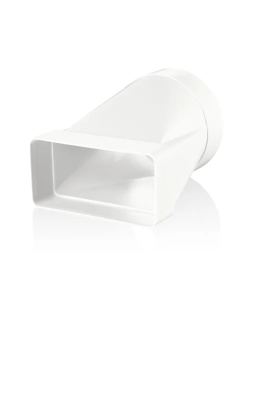 Ventika Łącznik przekrojów zmiennych w płaszczyźnie bocznej 110x55 mm / fi 100 mm biały KP55-20