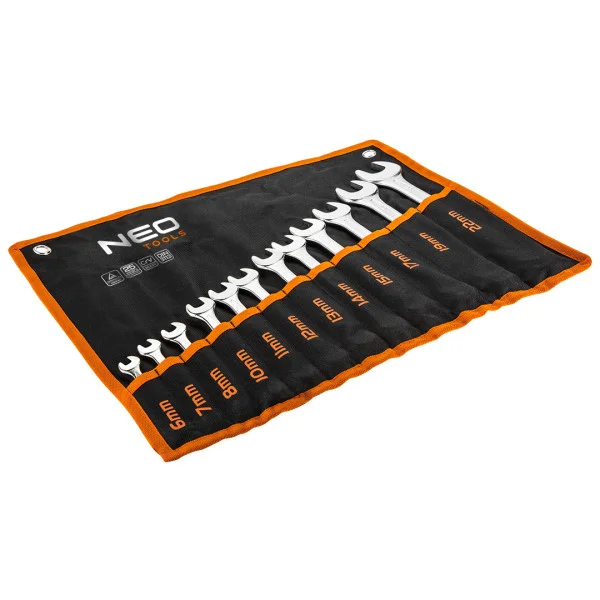 NEO TOOLS KLUCZE PŁASKO-OCZKOWE 6-22 ZESTAW 12SZT. 09-752 CRV