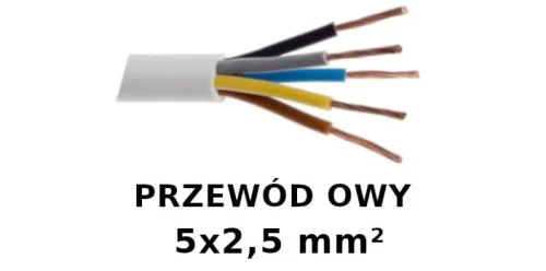 Przewód warsztatowy H05VV-F (OWY) 5x2,5mm2 ŻO 300/500V biały