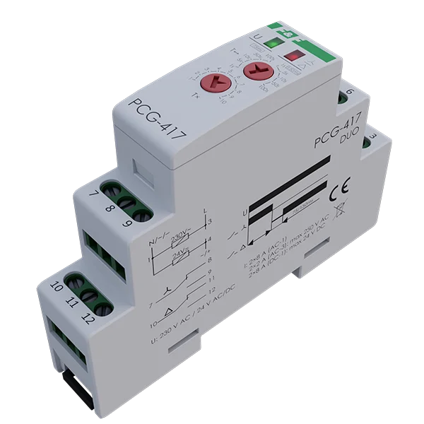 F&F Przekaźnik czasowy gwiazda-trójkąt 2Z 8A 1-1000s 230V/24V AC/DC PCG-417DUO