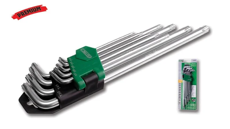 Klucze TORX z otworem krótkie T10-T50 zestaw 9 elementów CrV