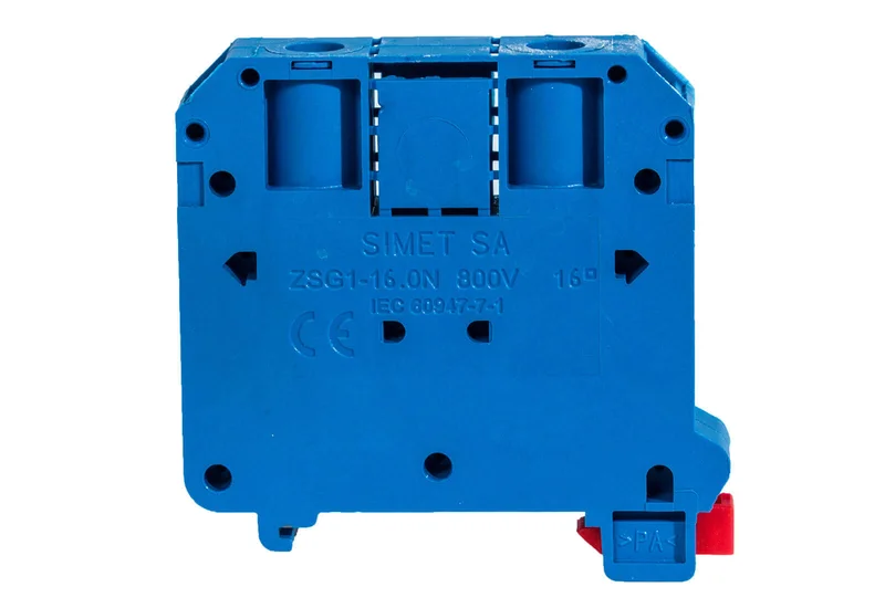 Złączka szynowa gwintowa 2-przewodowa 16mm2 niebieska NOWA ZSG 1-16.0Nn 800V SIMET