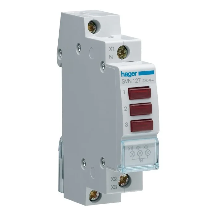 HAGER SVN127 Lampka sygnalizacyjna LED 3x czerwona 230V AC