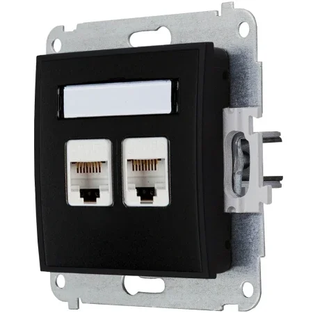 KARLIK MINI Gniazdo komputerowe podwójne 2x RJ45 kat. 5e, 8-stykowe czarny mat