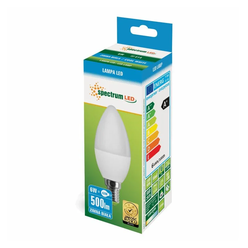 SPECTRUM LED Żarówka Świecowa E14 6W CW