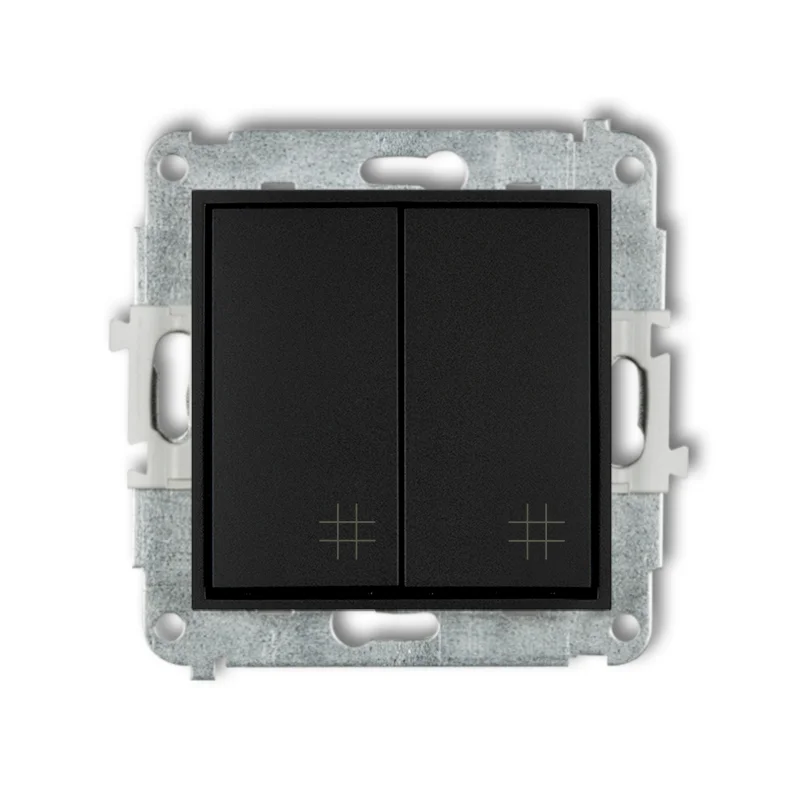 KARLIK MINI ŁĄCZNIK KRZYŻOWY PODWÓJNY 10AX 250V IP20 CZARNY MAT