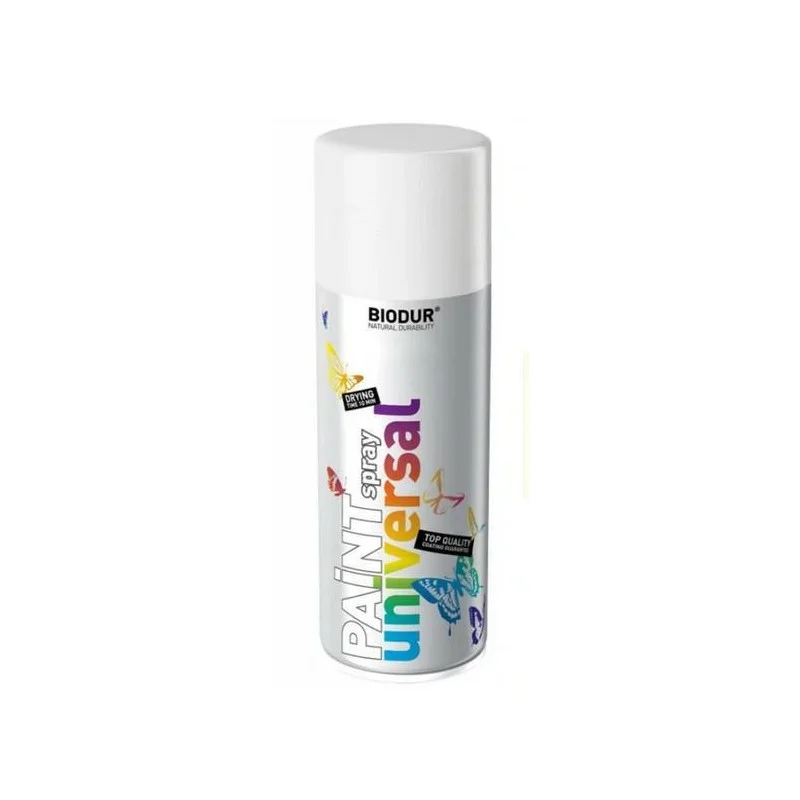 BIODUR Universal Farba w sprayu biała mat RAL9010 400ml