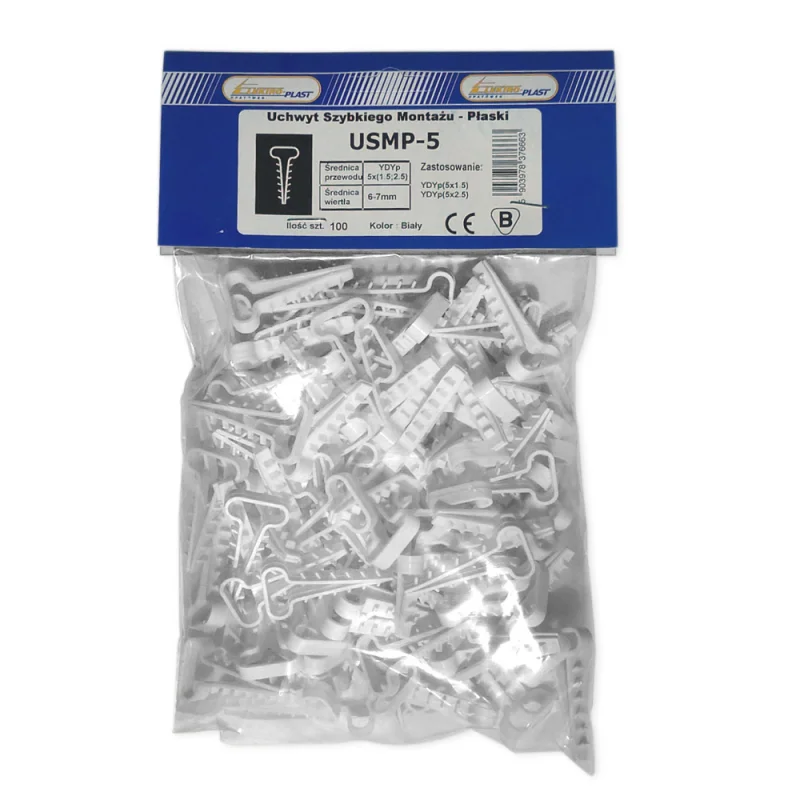 Uchwyt szybkiego montażu płaski USMP-5 YDYp 5x1,5/2,5mm 16.4 /100szt./