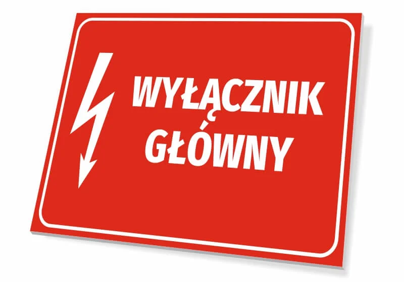 TABLICZKA OSTRZ WYŁĄCZNIK GŁÓWNY