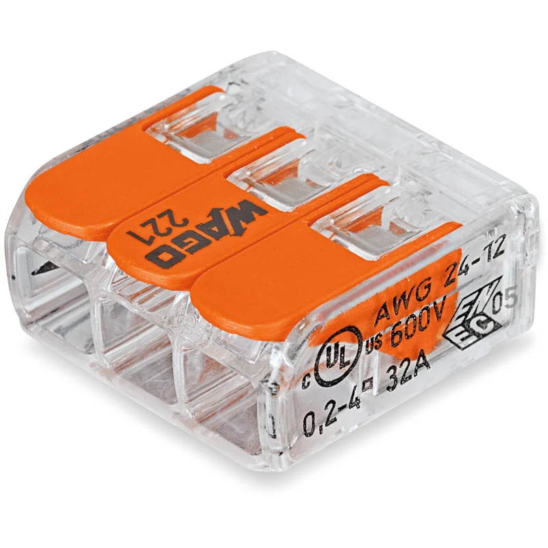 WAGO Złączka instalacyjna COMPACT 3-przewodowa 0,2-4 mm² pomarańczowa