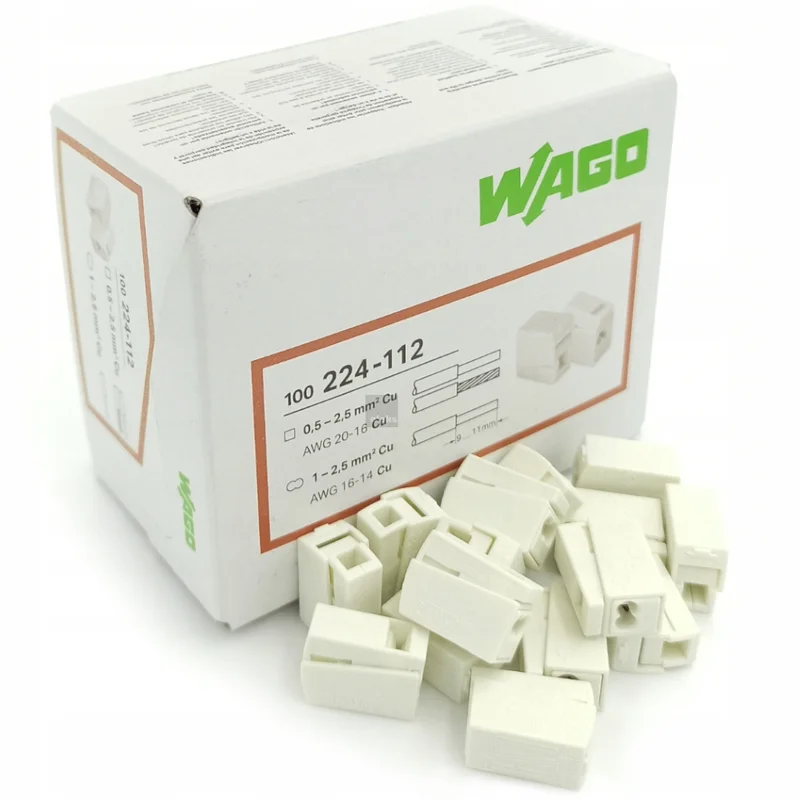 WAGO 224-112 Złączka oświetleniowa 2-przewodowa 2,5 mm² biała