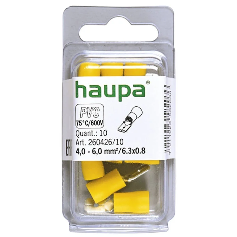 Haupa Wsuwka izolowana 4,0-6,0/6,3x0,8 PVC żółta 10szt.