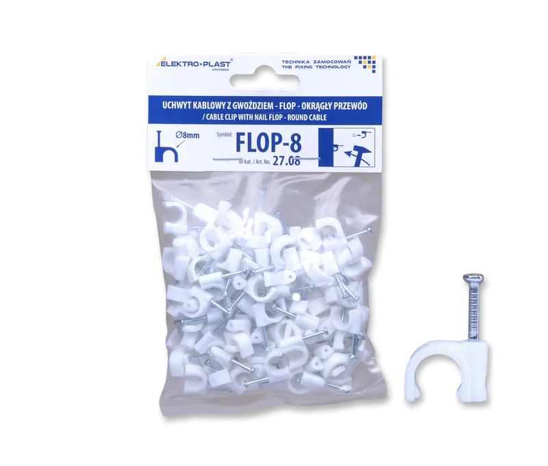 FLOP-8/4 Uchwyt kablowy płaski z gwoździem YDYp 3x1 /100szt./