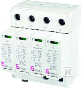 ETI ETITEC ML T123 300/12,5 4+0 Modułowy ogranicznik przepięć Typ 1+2+3 (B+C+D) uniwersalny TN-S