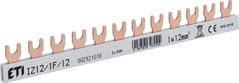 ETI Polam Szyna łączeniowa widełkowa 1P 80A 12mm2 (12 mod.) IZ12/1F/12