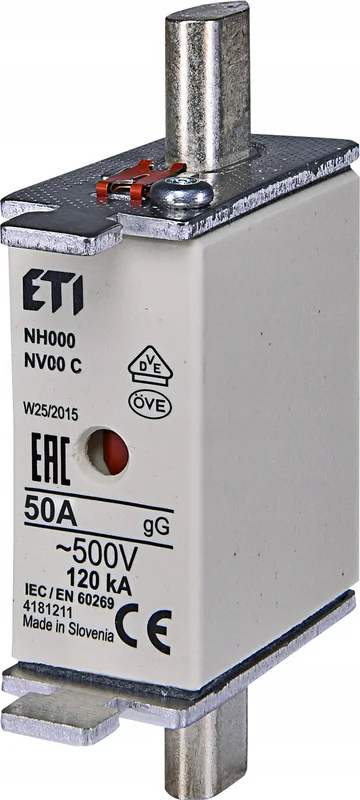 ETI POLAM Wkładka bezpiecznikowa NH000 50A gG 500V WT-NH-000 KOMBI