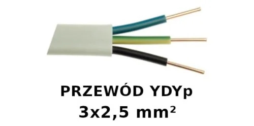 ELEKTROKABEL Przewód instalacyjny płaski YDYp 3x2,5 450/750V biały