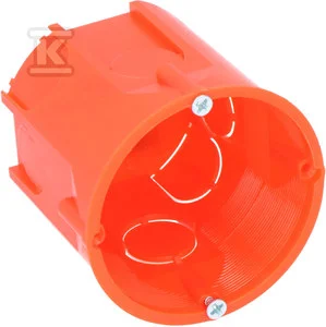 ELEKTRO-PLAST Puszka podtynkowa PK-60F LUX pogłębiana z wkrętami pomarańczowa