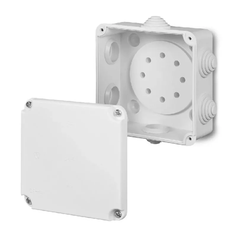 ELEKTRO-PLAST NASIELSK Puszka natynkowa hermetyczna PK-2 108x108x58mm, 6 dławic, pusta, IP55, biała