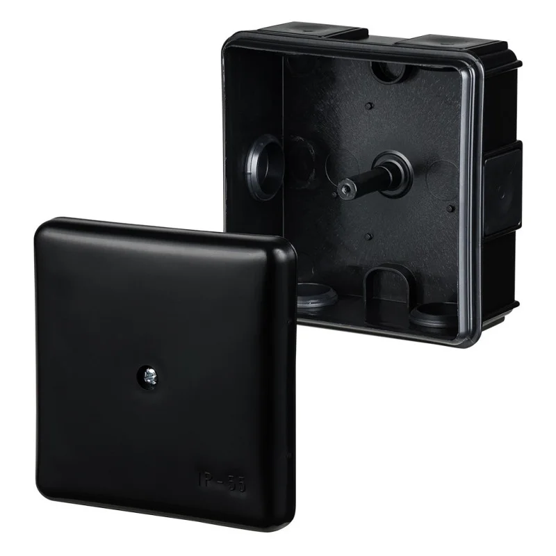 Puszka natynkowa hermetyczna EP-LUX 86x86x39mm IP55 6-otworowa pusta czarna