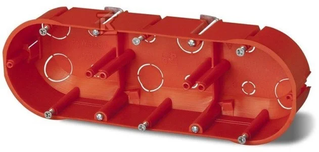 ELEKTRO-PLAST PK-3x60 Puszka montażowa potrójna podtynkowa do ścian pustych 3x60 mm pomarańczowa