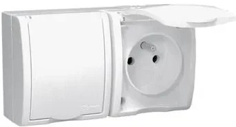 Simon Aquarius Gniazdo hermetyczne podwójne z/u IP54 z klapką transparentną białe AQGZ1-2/11A