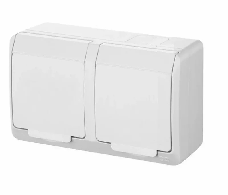 ELEKTRO-PLAST HERMES Gniazdo 2x2P+Z natynkowe hermetyczne białe IP44 16A/250V