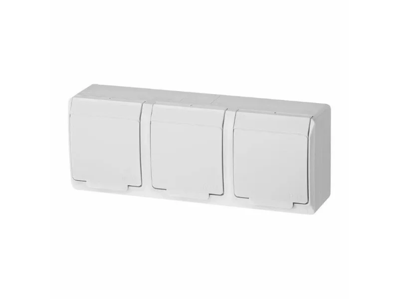 Elektro-Plast HERMES Gniazdo potrójne natynkowe z uziemieniem IP44 białe