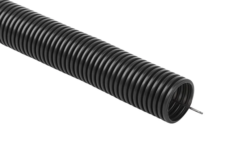 Rura giętka karbowana RKLGV 16/11 PVC UV czarna z pilotem 320N 25m